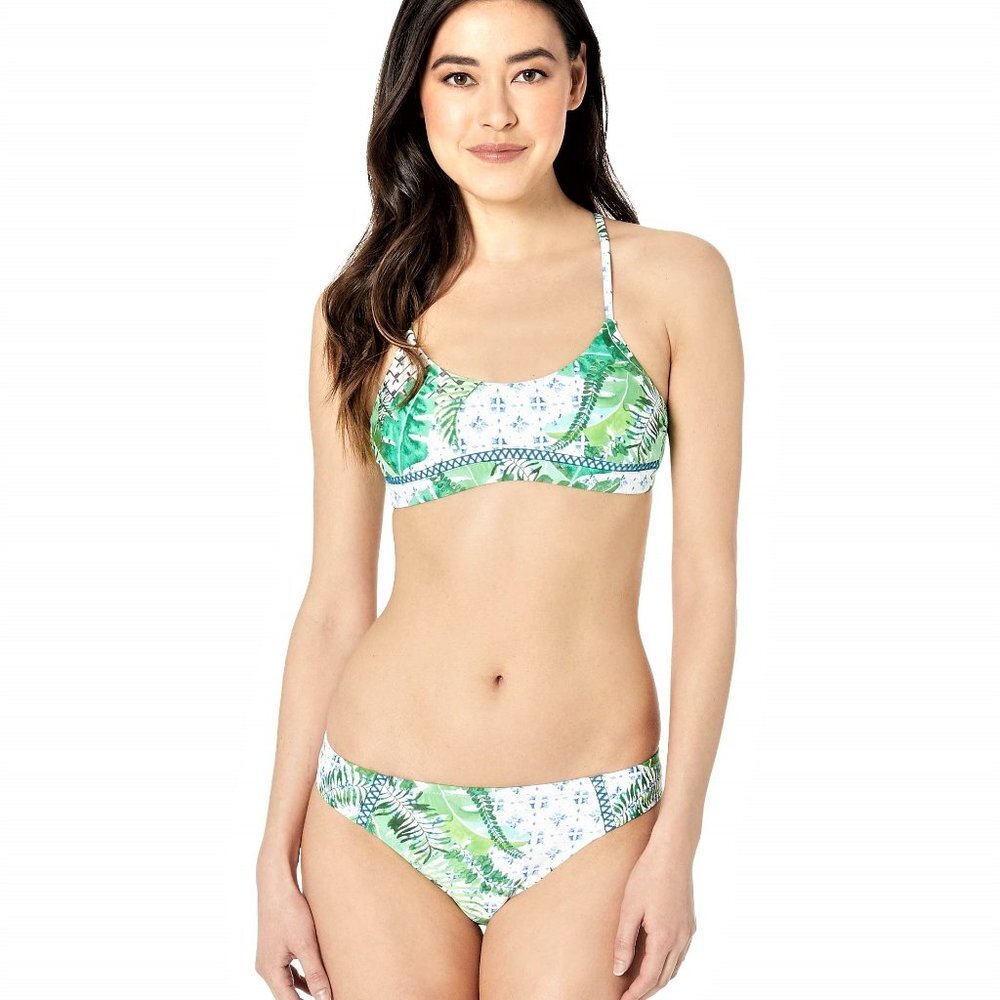 Nanette Lepore Green Palms Bralette Top & Bikini Bottom Set Sz 4
